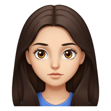 girl with dark brown long hair hazel eyes looking to the right with eyebrows squinted sticker