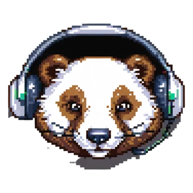 cute pixel art badger head with oversized headphones, playful expression sticker