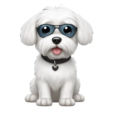 White Maltese dog with eye patch  sticker
