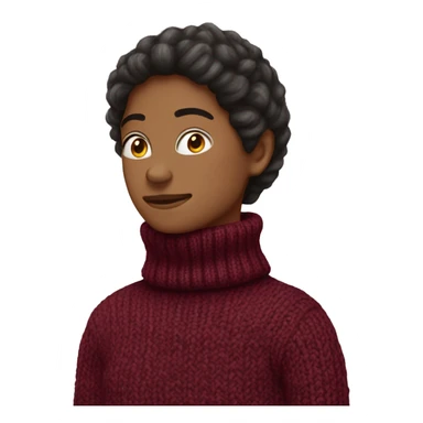 Burgundy white knitted turtleneck sweater sticker