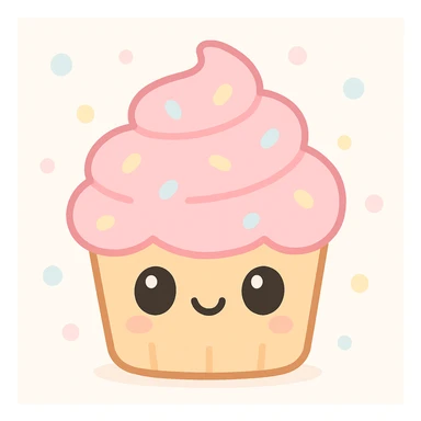 cute cupcake with pink icing, kawaii style sticker