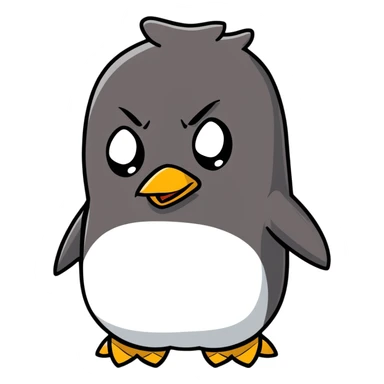 angry penguin cartoonish sticker sticker