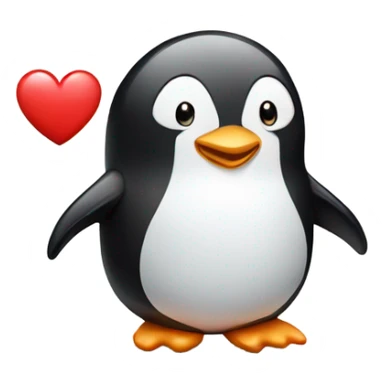 Cute penguin holding heart sticker