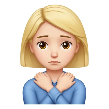 Girl holding her neck with arms crossed and is sad sticker