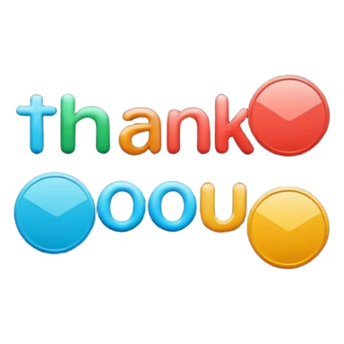 Discord custom emoji, 1:1.
Pop rounded font text "Thank You".
Single color, flat design.
Only simple circles around it.
No hearts, no stars, no sparkles.
High contrast, readable at small size.
 sticker