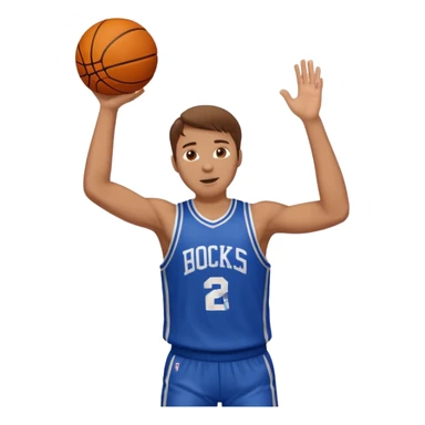 A white man with brown hair with a basketball, doing a layup sticker