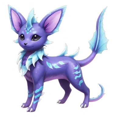 Rare realistic purple indigo violet nebulae shiny sparkly dark-neon glowing bioluminescent edgy badass epic pretty beautiful handsome gorgeous aesthetic colorful vibrant Vernid-Trico-Vaporeon-Espeon-species-Fakemon-creature by LiLaiRa, 4 legs, 1 tail, random markings, (full body) sticker