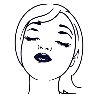 Shiny black lipstick on full lips, fashionable and bold sticker