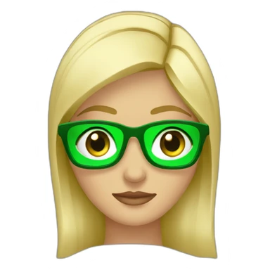 Mujer rubia ojos verdes con computadora sticker