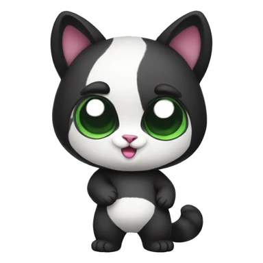 cute masked panda-cat-hybrid full body sticker