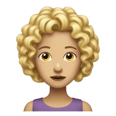 a sad women with curly blonde hair who don’t know what to do sticker