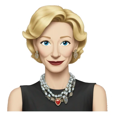 carol aird (cate blanchett, blue eyes)  with jewelry and cigarettes sticker