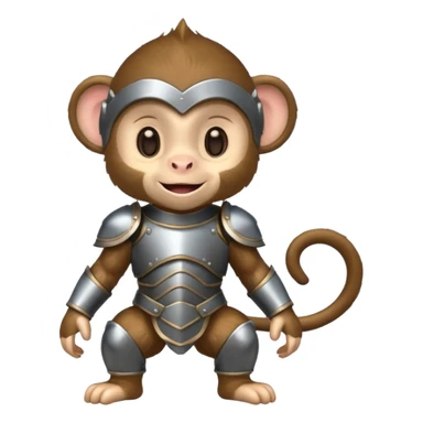 baby monkey in armor, full body, smile sticker