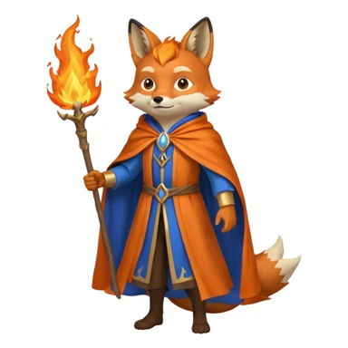 full body fox fire wizard blue cape sticker