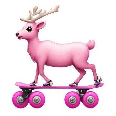 pink reindeer on roller skates  sticker