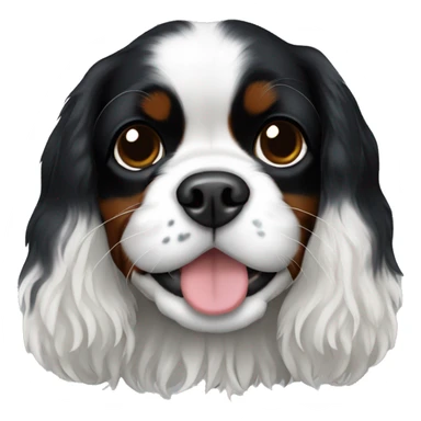 Small completely black Cavalier King Charles spaniel with black fur on his whole face and white fur on chest sticker