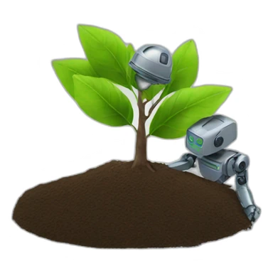 Robot planting tree sticker