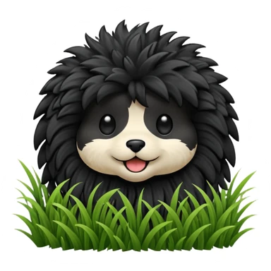 All black doodle playing in grass sticker