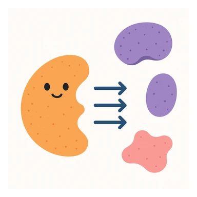 Ultra-detailed scientific illustration  (like in a school book) of enzyme digestion. Macro molecular view, clean white background, no text, no human figures or cartoon characters. Purely biological focus. sticker