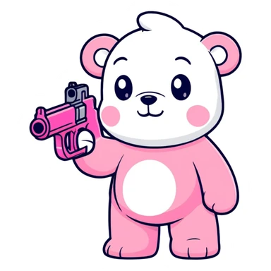Carebear holding a pink gun sticker
