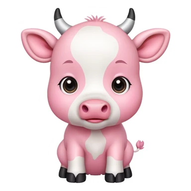 Pink cute cow chibi sticker