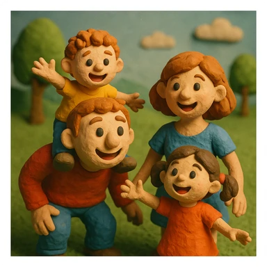 children with their parents, happy family playing in the park sticker