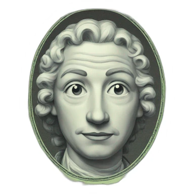 fiveish dollar banknote with eyes and mouth sticker