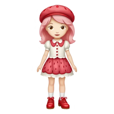 pretty and cute realistic strawberry shortcake full body with red shoes standing sticker