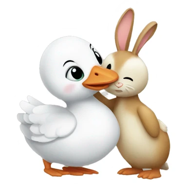 goose and bunny hugging  sticker