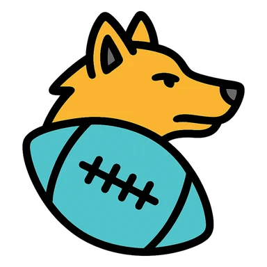 color outline icon of an NFL football shaped like a wolf head sticker