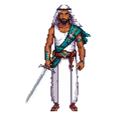 ancient Arab man with a sword on his shoulder sticker