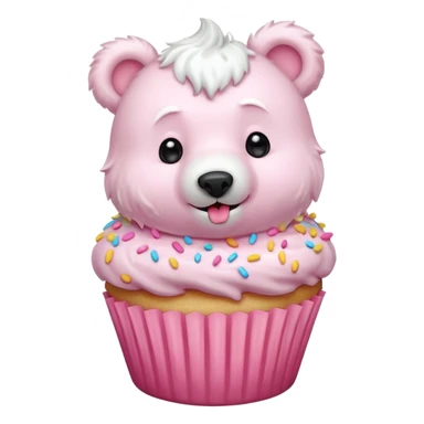 white little bear eating a cupcake sticker