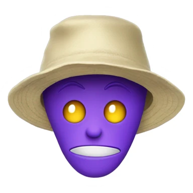 purple pointy chin alien head wearing bucket hat sticker
