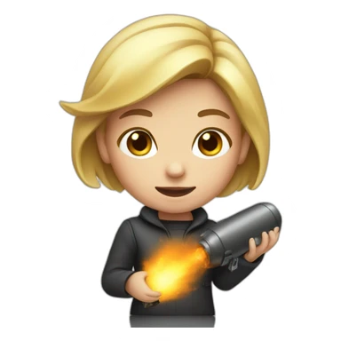 Little woman taking bomb sticker