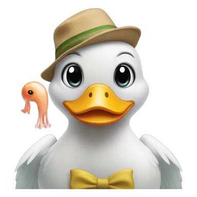Duck with a squid hat on sticker