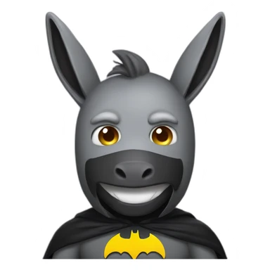 Portrait view of Donkey dressed up as Batman sticker