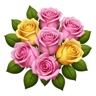 A bouquet of flowers, composed of pink roses and yellow roses. sticker