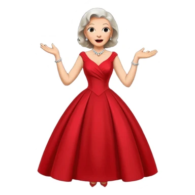Older woman – elegant gown, 50s, diva, red dress, expressive singing pose sticker