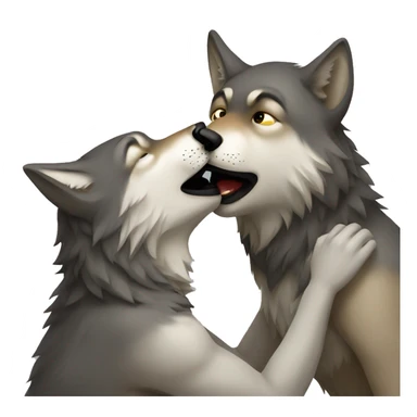 wolf kissing wolf sticker
