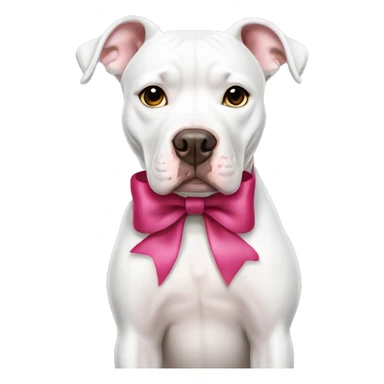White pitbull with a bow sticker