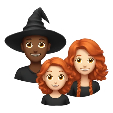 Family of redheads with a witch hat sticker