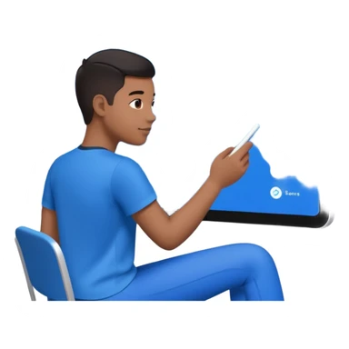 Create an image of an AI coach helping people set goals based on their hobbies. Show a person chatting with the AI, where the screen displays a list of steps and goals. Add elements of progress and personalization. Use a color palette that is associated with technology and innovation. sticker