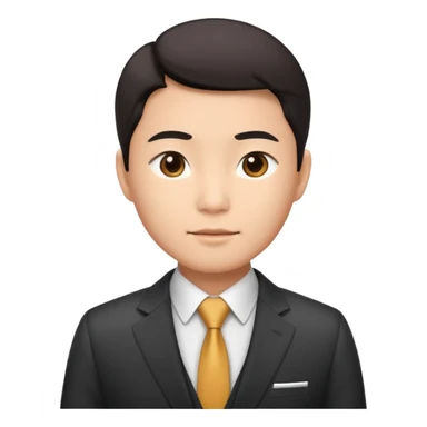 business person emoji, professional Asian person in a suit, confident expression sticker