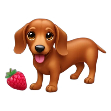 teckel with a raspberry sticker