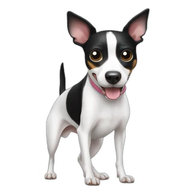 black and white rat terrier playing with tennis ball sticker