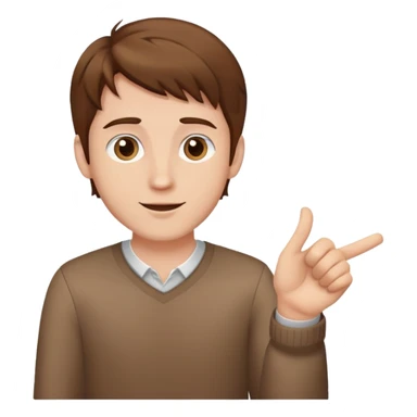 man gesturing, brown hair, charming sticker