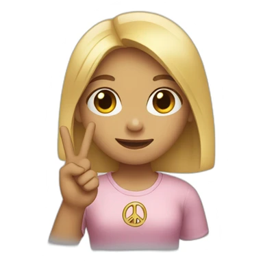 girl holding up peace sign sticker