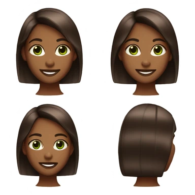 
HEAD OF A BROWN GIRL WITH STRAIGHT HAIR WITH COPPER HIGHLIGHTS IN DARK BRONZE GREEN EYES WITH A PORCELAIN COMPLEXION AND SMILE sticker