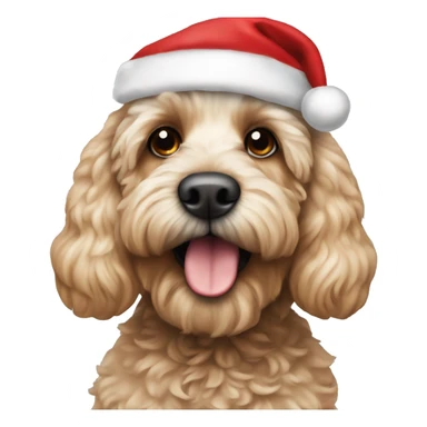 Cockapoo wearing a Santa hat sticker