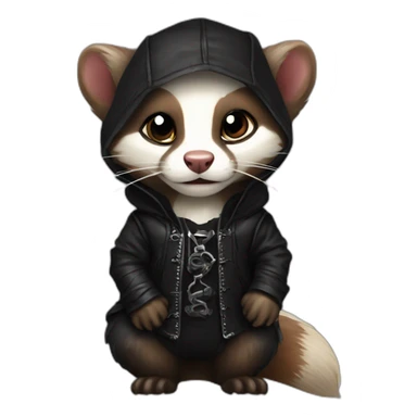 Red ferret wearing black gothic heavy metal clothing sticker